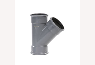 PVC T-stuk 125x125 mm hoek 45° grijs (3x schuifmof) OP=OP