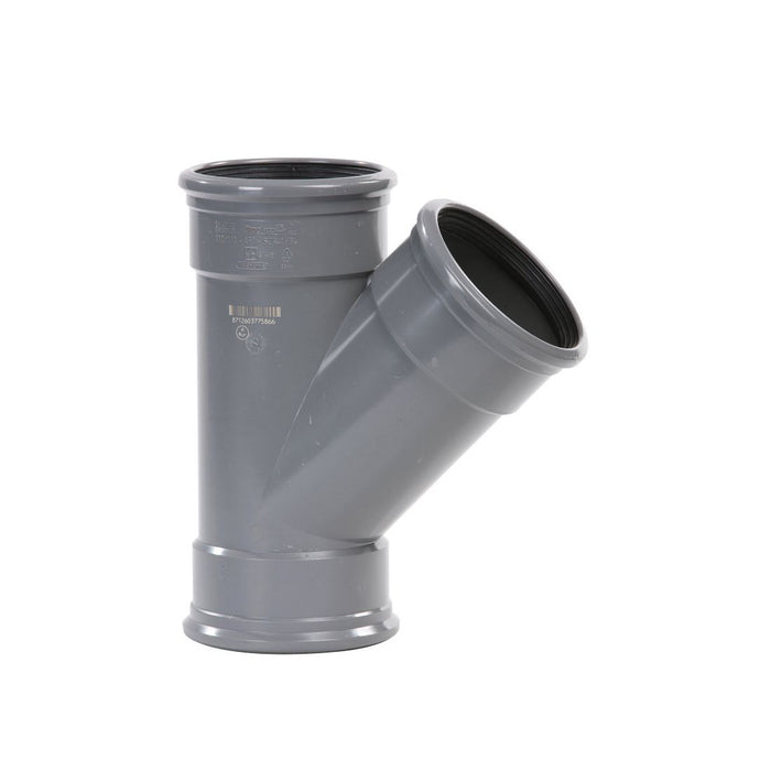 PVC T-stuk 125x125 mm hoek 45° grijs (3x schuifmof) OP=OP