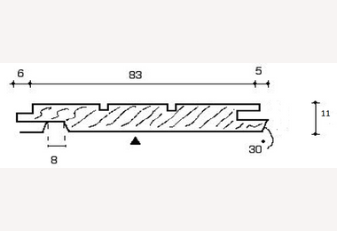 Sponningschroot ca 11x94mm 580cm red cedar (werkend 83mm)