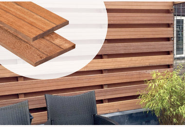 Schuttingplank 16x145 490cm  v-groef  hardhout