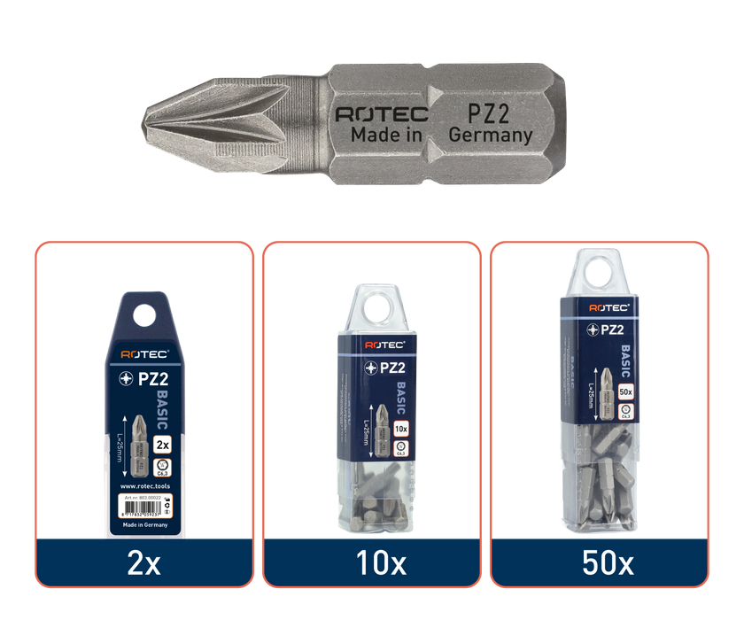 Schroefbit PZ2 25mm (2 stuks) 'basic'