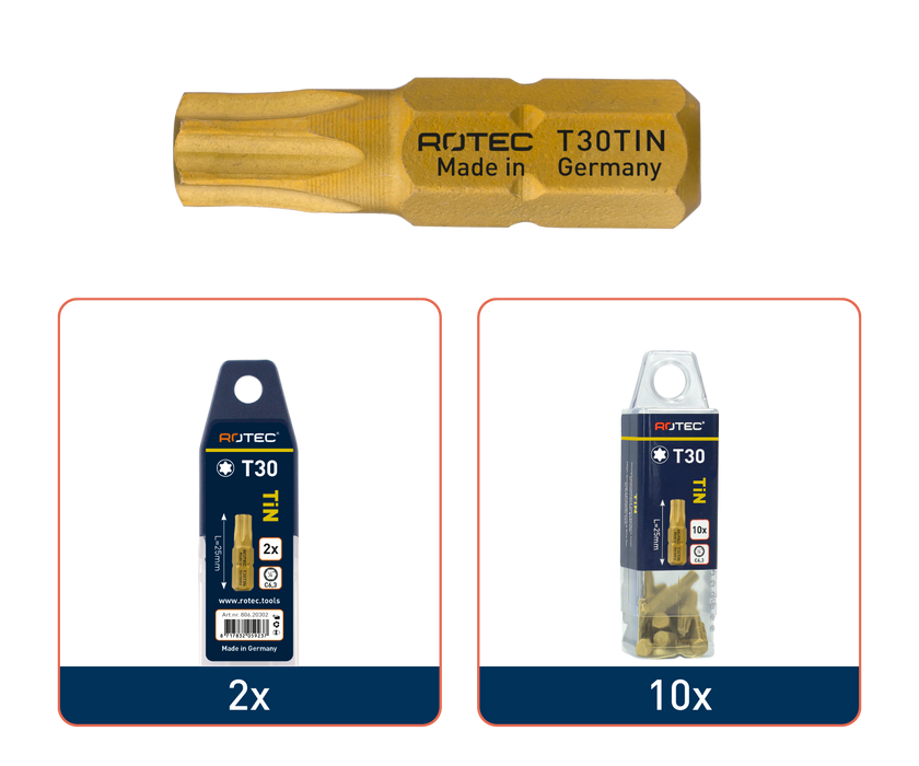 Schroefbit TX-25 25mm (2 stuks) 'TiN'