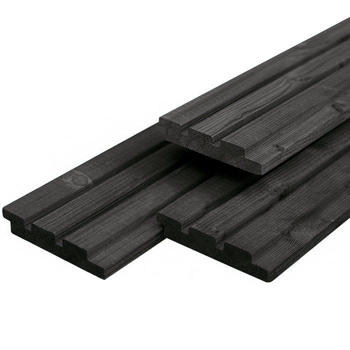 Vuren tripleprofiel zwart 22x140mm 400cm