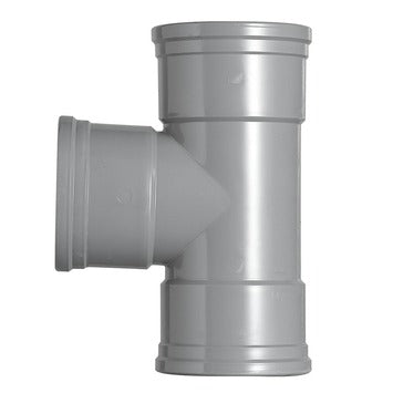 PVC T-stuk 125X125mm hoek 90° grijs (3x schuifmof) OP=OP