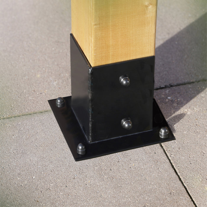 Paalhouder zwart 101x101mm op plaat