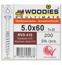 5.0x60 RVS T25 200st vlonderschroef woodies