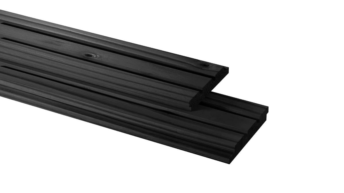 Vuren tripleprofiel zwart 22x140mm 400cm