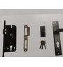 Deurbeslagset+slotset RVS Langschild zwart pc 72
